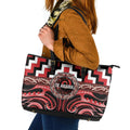 Aotearoa Te Arawa Leather Tote Bag Maori Iwi Poutama Puhoro Tattoo