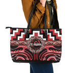 Aotearoa Te Arawa Leather Tote Bag Maori Iwi Poutama Puhoro Tattoo