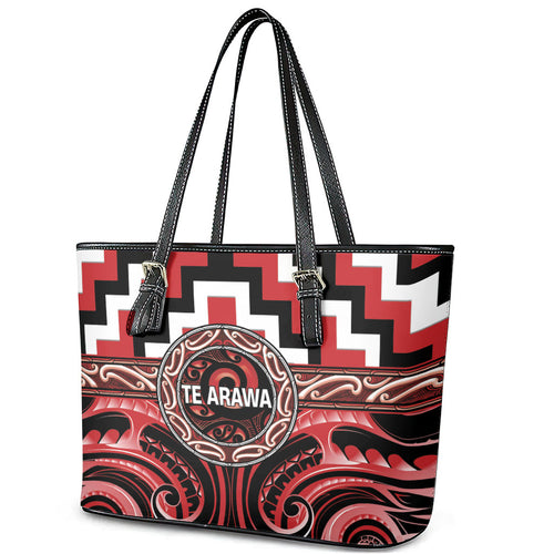 Aotearoa Te Arawa Leather Tote Bag Maori Iwi Poutama Puhoro Tattoo