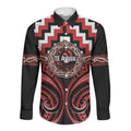 Aotearoa Te Arawa Personalised Long Sleeve Button Shirt Maori Iwi Poutama Puhoro Tattoo