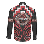 Aotearoa Te Arawa Personalised Long Sleeve Button Shirt Maori Iwi Poutama Puhoro Tattoo
