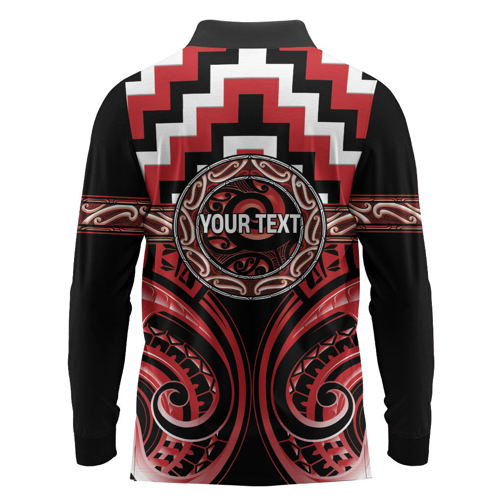 Aotearoa Te Arawa Personalised Long Sleeve Polo Shirt Maori Iwi Poutama Puhoro Tattoo