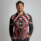 Aotearoa Te Arawa Personalised Long Sleeve Polo Shirt Maori Iwi Poutama Puhoro Tattoo