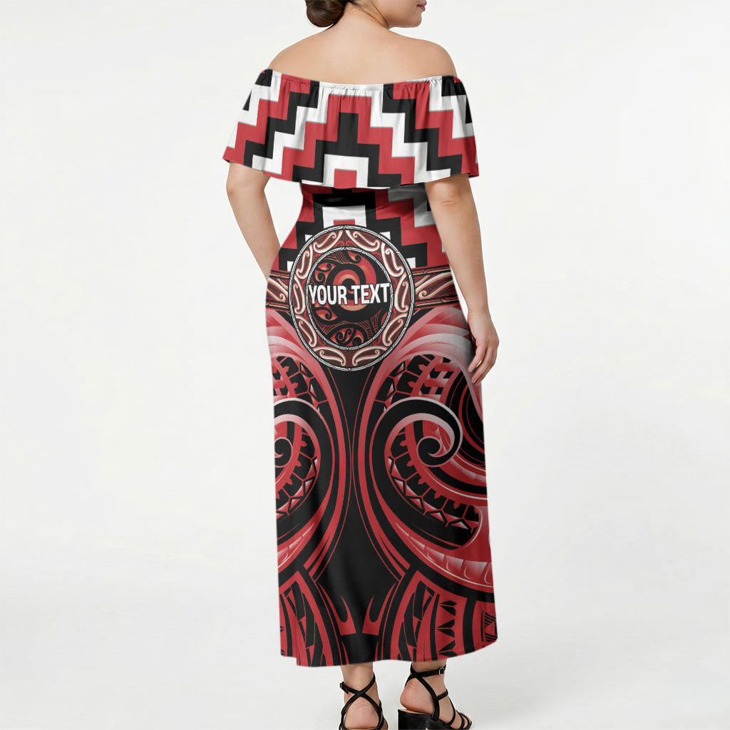 Aotearoa Te Arawa Personalised Off Shoulder Maxi Dress Maori Iwi Poutama Puhoro Tattoo