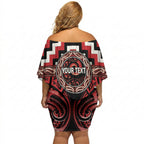 Aotearoa Te Arawa Personalised Off Shoulder Short Dress Maori Iwi Poutama Puhoro Tattoo