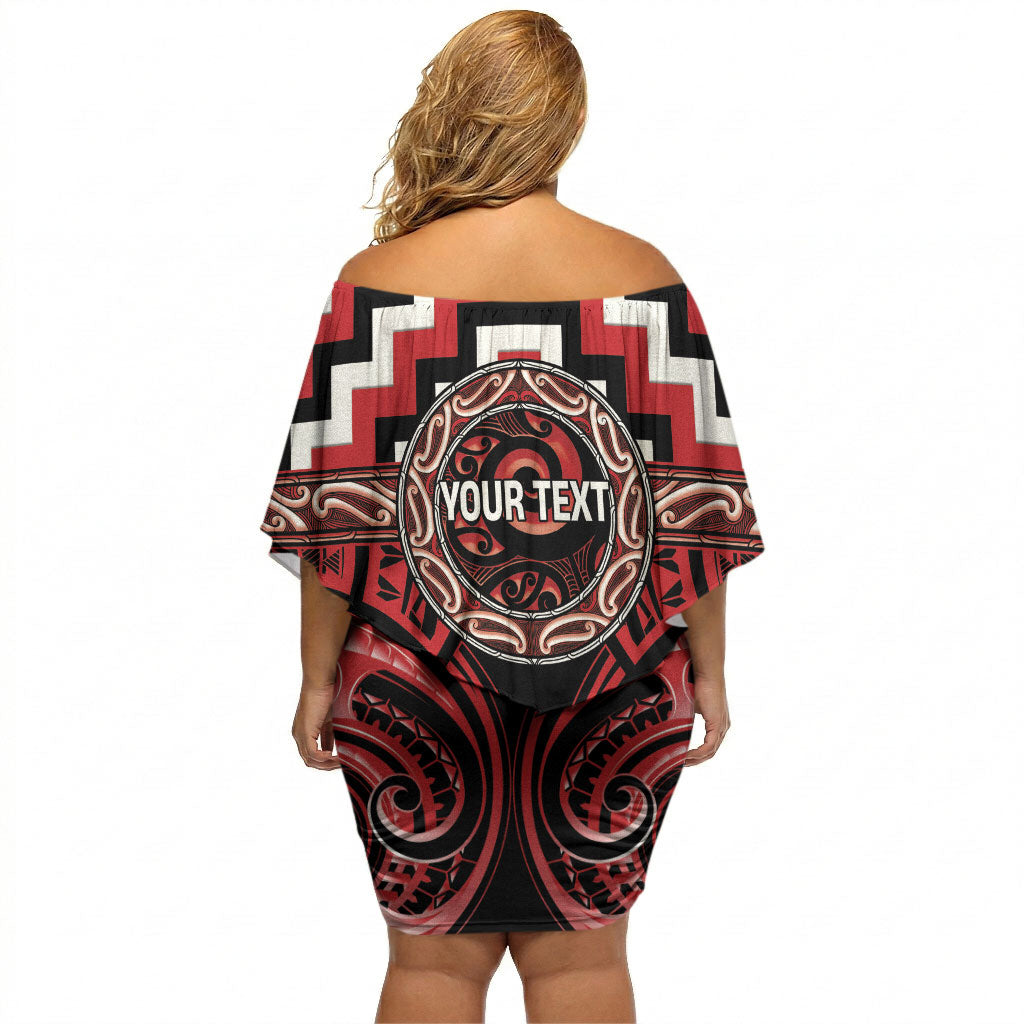 Aotearoa Te Arawa Personalised Off Shoulder Short Dress Maori Iwi Poutama Puhoro Tattoo