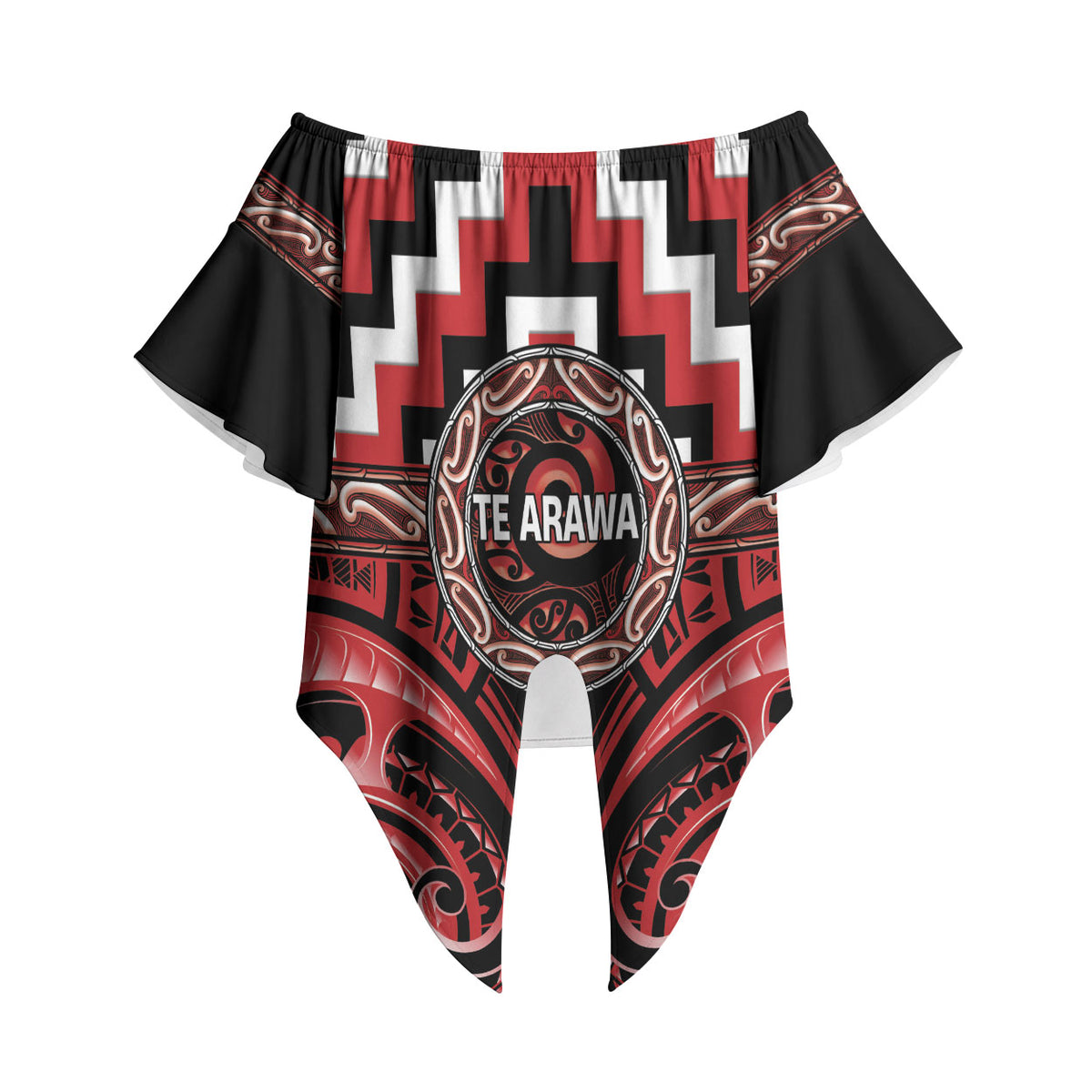 Aotearoa Te Arawa Personalised Off Shoulder Wrap Waist Top Maori Iwi Poutama Puhoro Tattoo