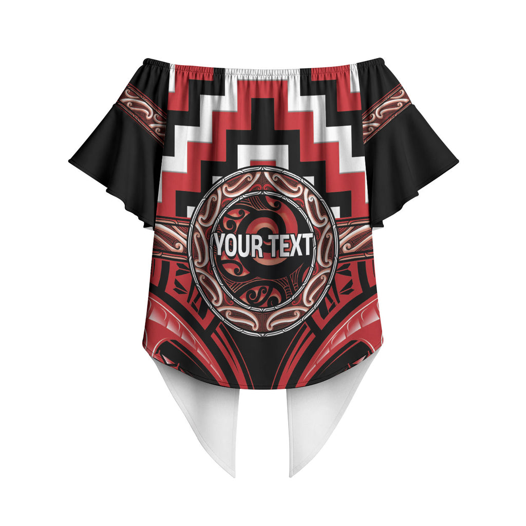 Aotearoa Te Arawa Personalised Off Shoulder Wrap Waist Top Maori Iwi Poutama Puhoro Tattoo