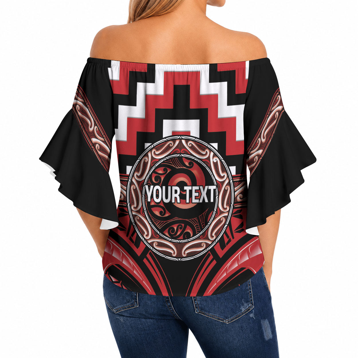 Aotearoa Te Arawa Personalised Off Shoulder Wrap Waist Top Maori Iwi Poutama Puhoro Tattoo