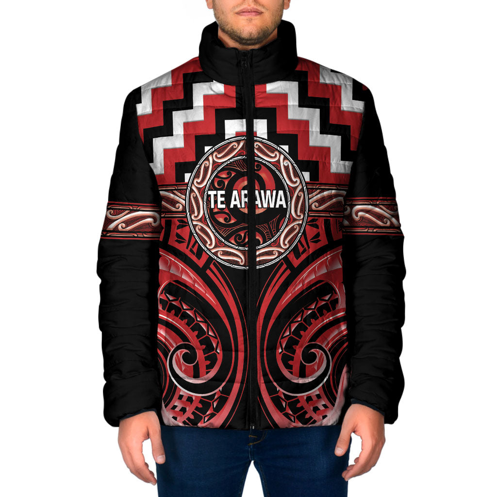 Aotearoa Te Arawa Personalised Padded Jacket Maori Iwi Poutama Puhoro Tattoo