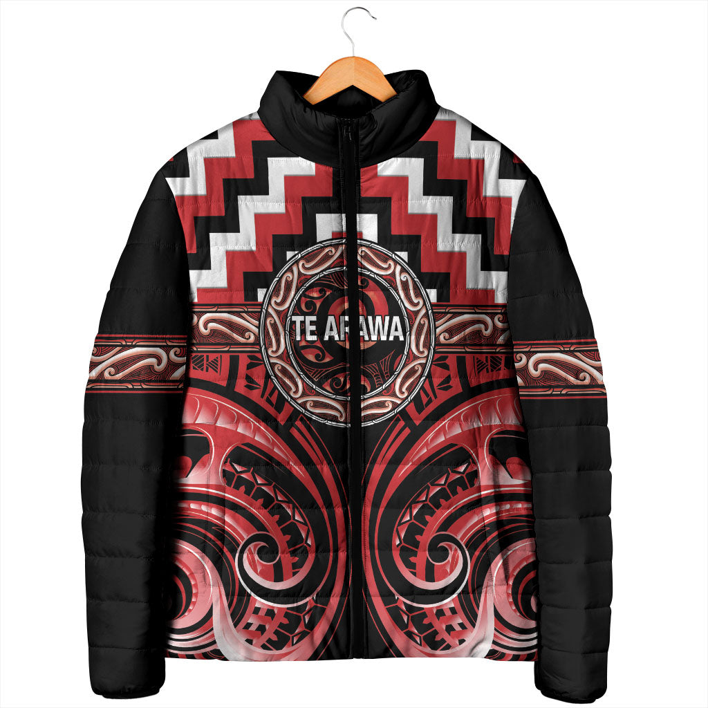 Aotearoa Te Arawa Personalised Padded Jacket Maori Iwi Poutama Puhoro Tattoo
