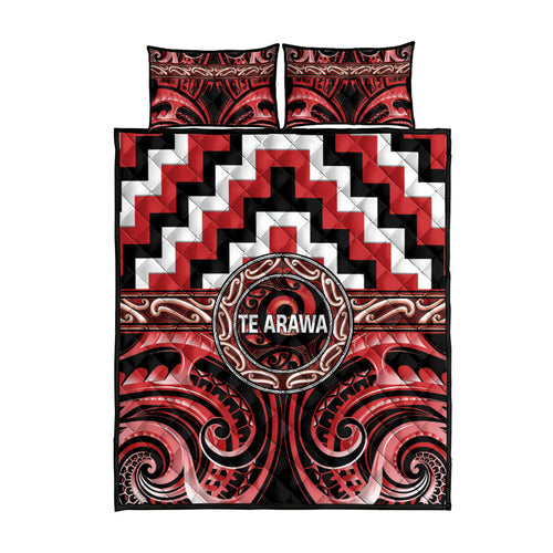 Aotearoa Te Arawa Quilt Bed Set Maori Iwi Poutama Puhoro Tattoo