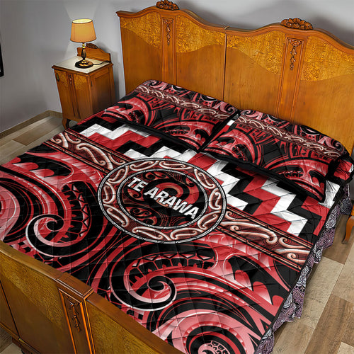 Aotearoa Te Arawa Quilt Bed Set Maori Iwi Poutama Puhoro Tattoo