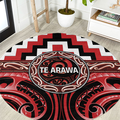 Aotearoa Te Arawa Round Carpet Maori Iwi Poutama Puhoro Tattoo