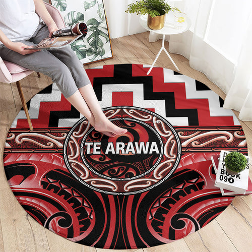 Aotearoa Te Arawa Round Carpet Maori Iwi Poutama Puhoro Tattoo