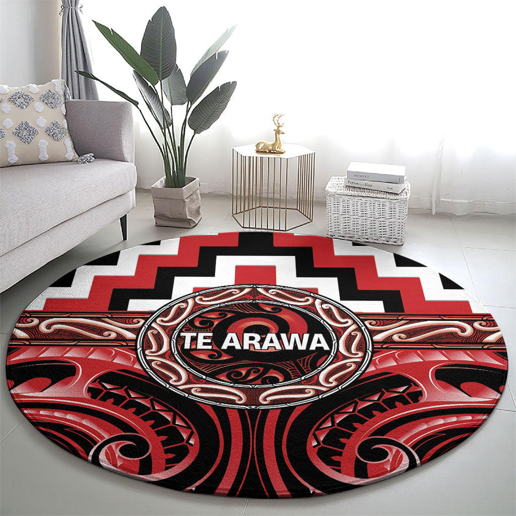 Aotearoa Te Arawa Round Carpet Maori Iwi Poutama Puhoro Tattoo