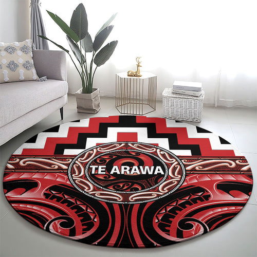 Aotearoa Te Arawa Round Carpet Maori Iwi Poutama Puhoro Tattoo