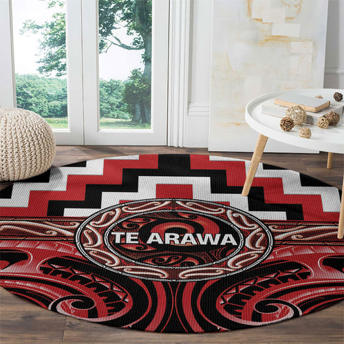 Aotearoa Te Arawa Round Carpet Maori Iwi Poutama Puhoro Tattoo