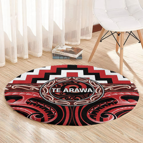 Aotearoa Te Arawa Round Carpet Maori Iwi Poutama Puhoro Tattoo