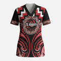 Aotearoa Te Arawa Personalised Scrub Top Maori Iwi Poutama Puhoro Tattoo