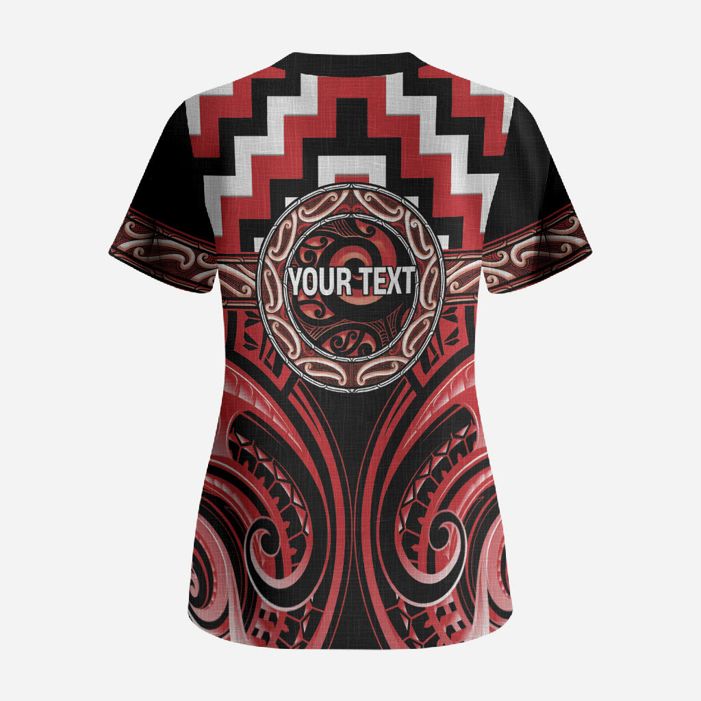 Aotearoa Te Arawa Personalised Scrub Top Maori Iwi Poutama Puhoro Tattoo