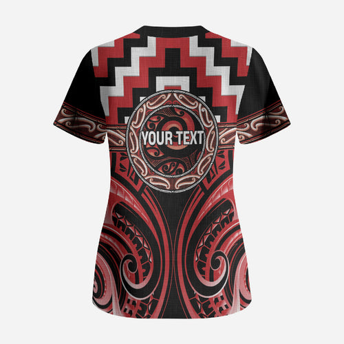 Aotearoa Te Arawa Personalised Scrub Top Maori Iwi Poutama Puhoro Tattoo