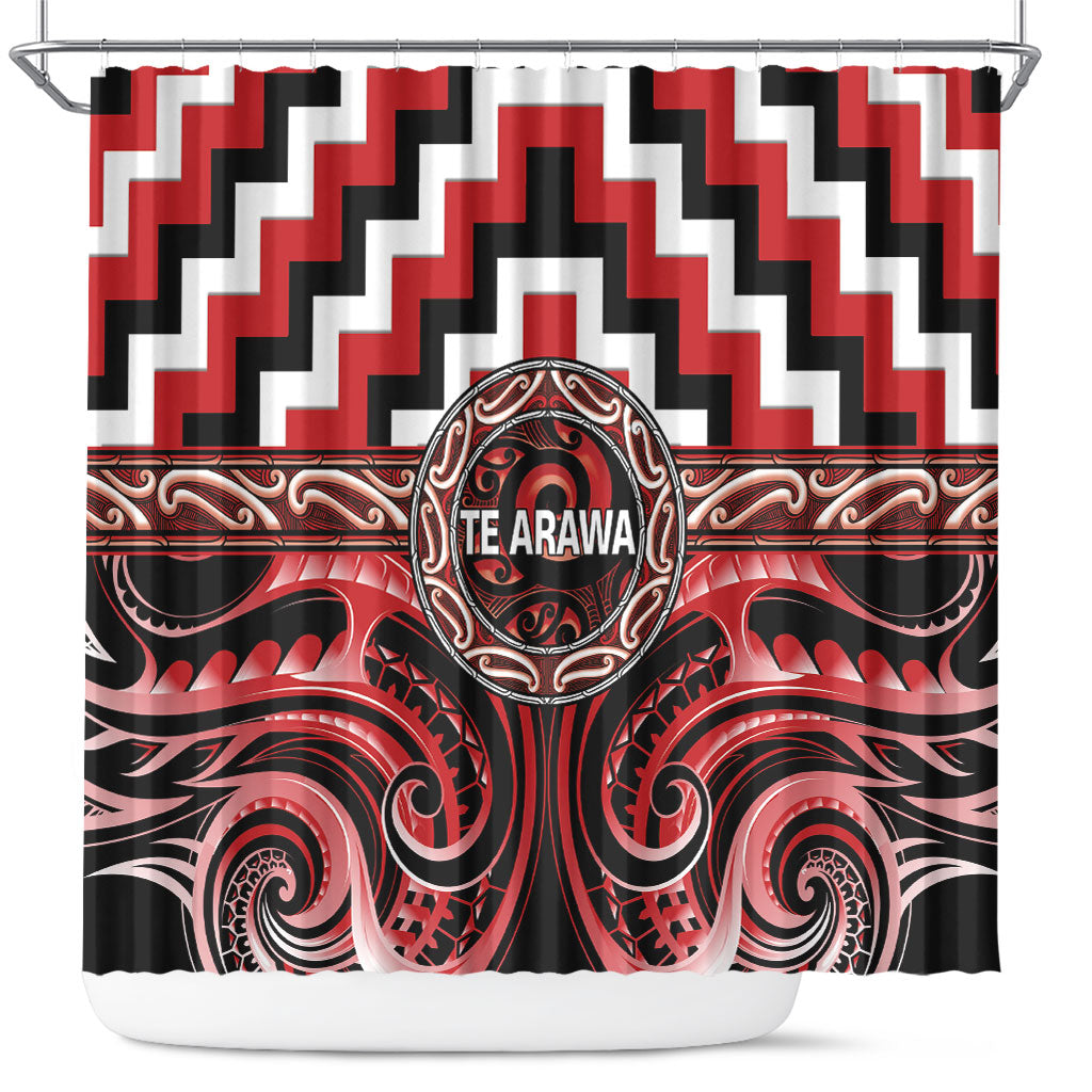 Aotearoa Te Arawa Shower Curtain Maori Iwi Poutama Puhoro Tattoo