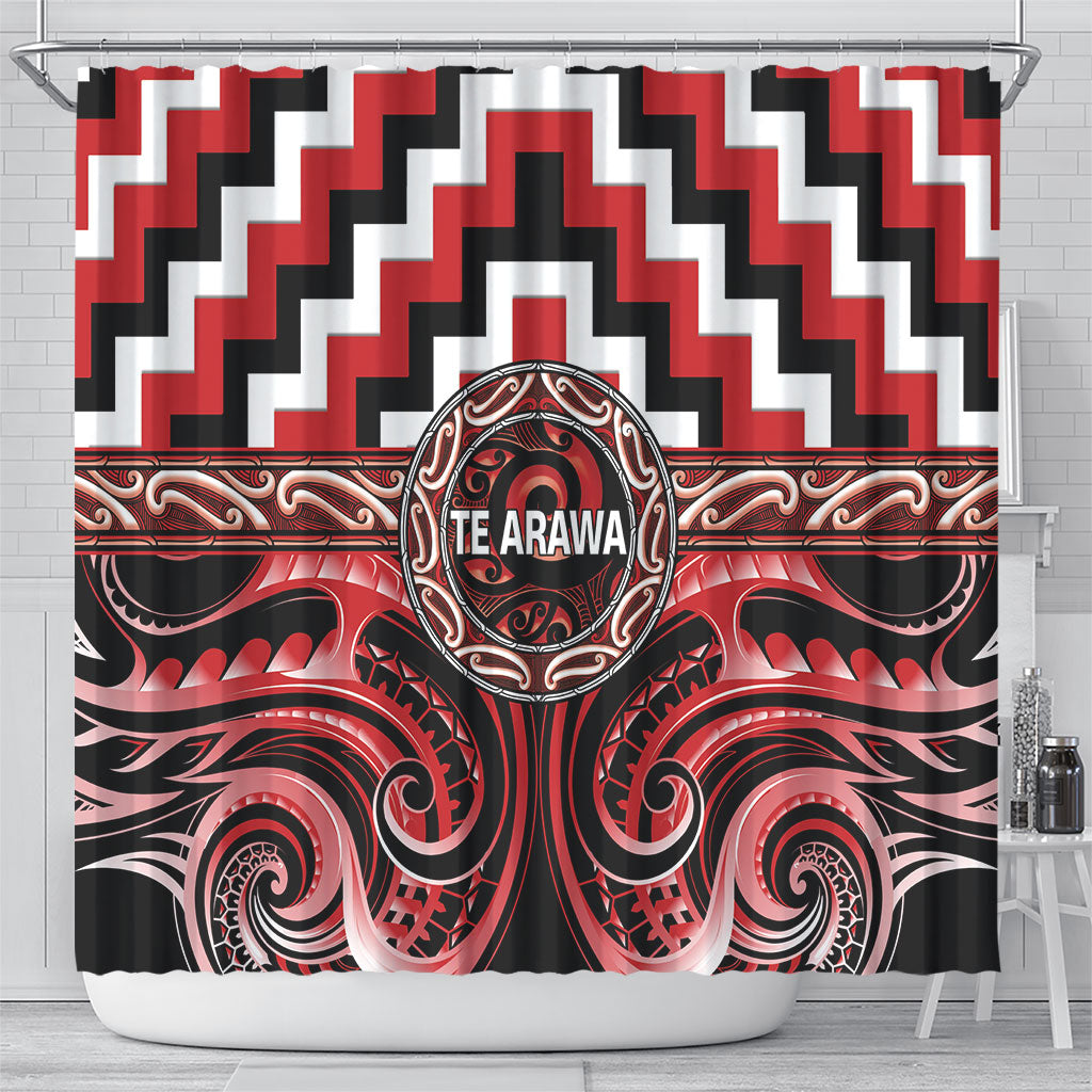 Aotearoa Te Arawa Shower Curtain Maori Iwi Poutama Puhoro Tattoo