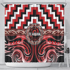 Aotearoa Te Arawa Shower Curtain Maori Iwi Poutama Puhoro Tattoo
