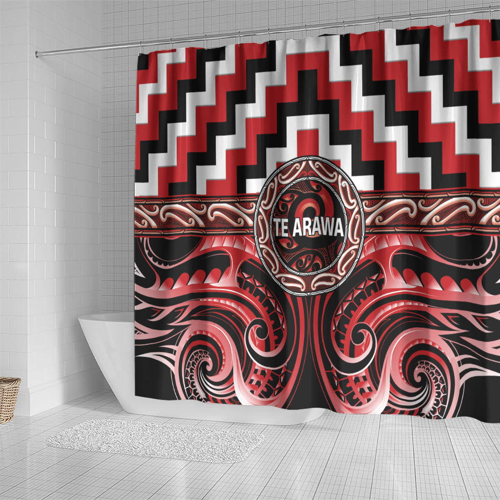 Aotearoa Te Arawa Shower Curtain Maori Iwi Poutama Puhoro Tattoo