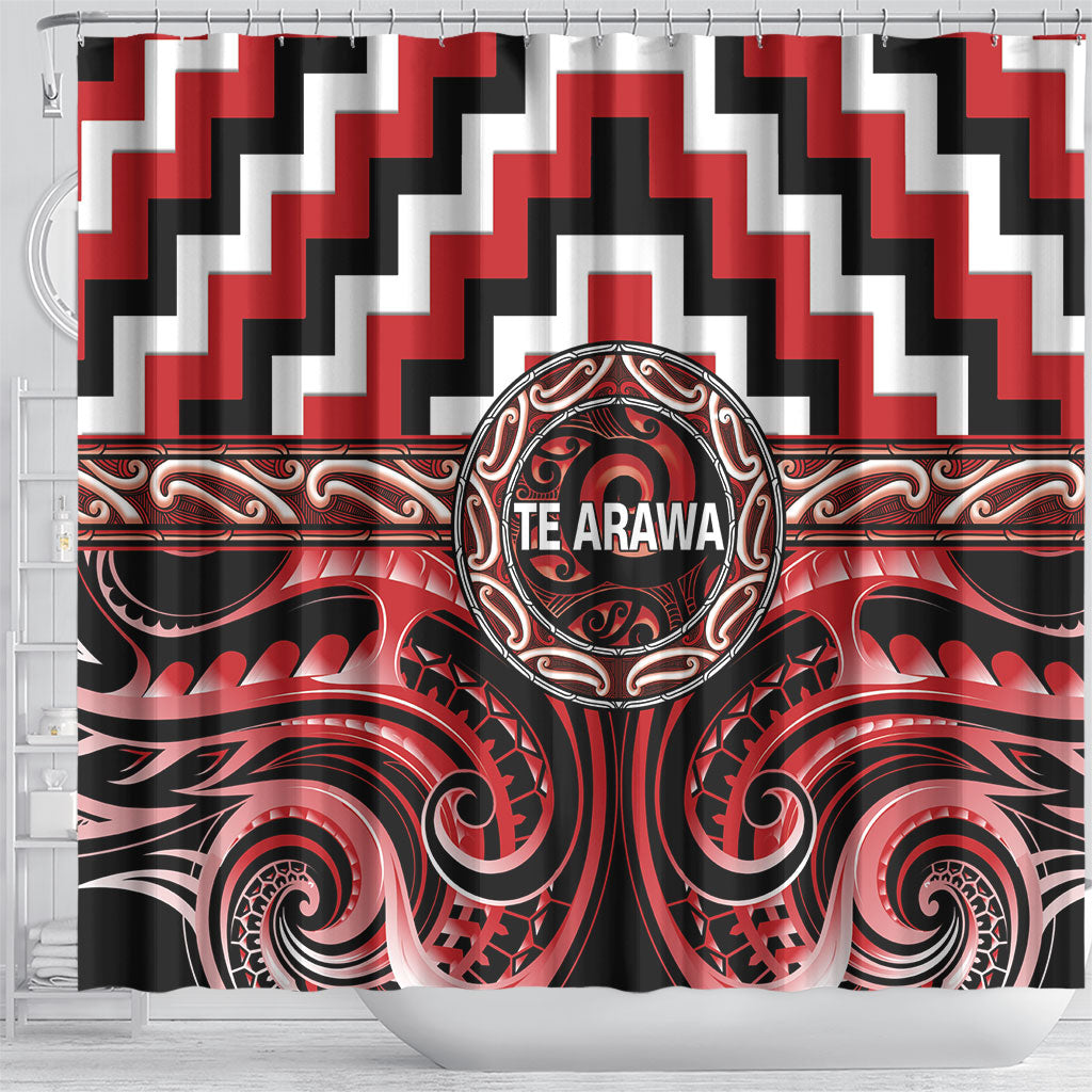 Aotearoa Te Arawa Shower Curtain Maori Iwi Poutama Puhoro Tattoo