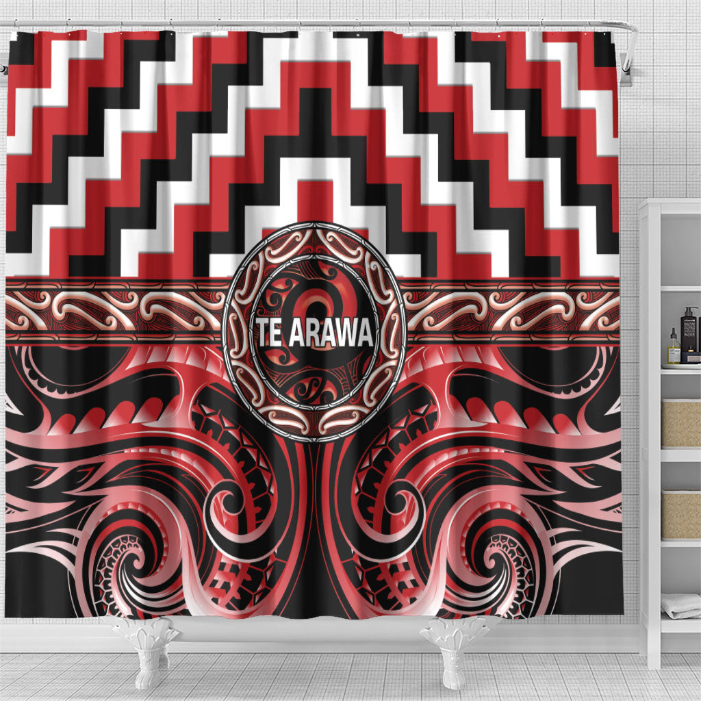 Aotearoa Te Arawa Shower Curtain Maori Iwi Poutama Puhoro Tattoo