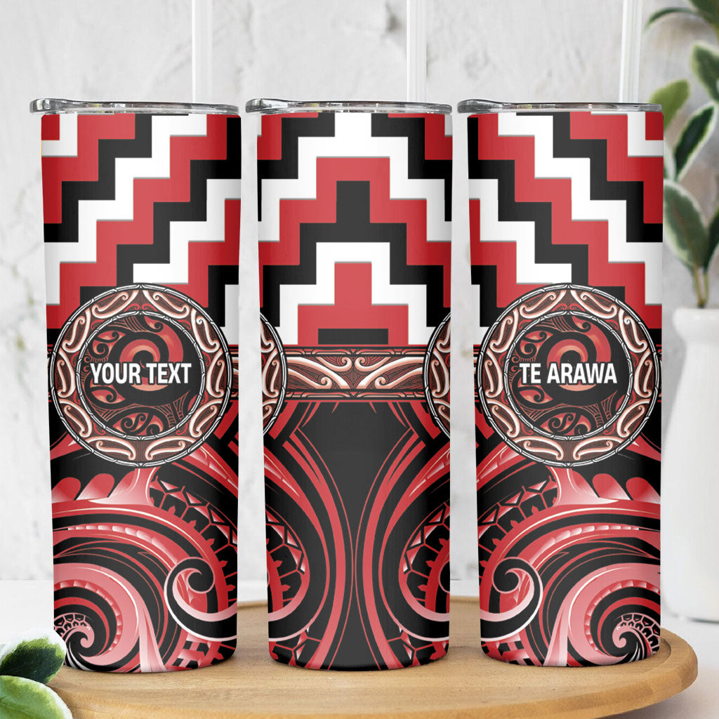 Aotearoa Te Arawa Personalised Skinny Tumbler Maori Iwi Poutama Puhoro Tattoo