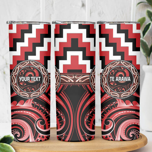 Aotearoa Te Arawa Personalised Skinny Tumbler Maori Iwi Poutama Puhoro Tattoo