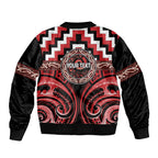 Aotearoa Te Arawa Personalised Sleeve Zip Bomber Jacket Maori Iwi Poutama Puhoro Tattoo