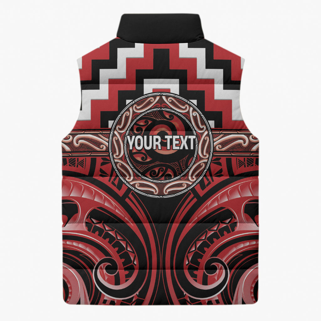 Aotearoa Te Arawa Personalised Sleeveless Puffer Jacket Maori Iwi Poutama Puhoro Tattoo