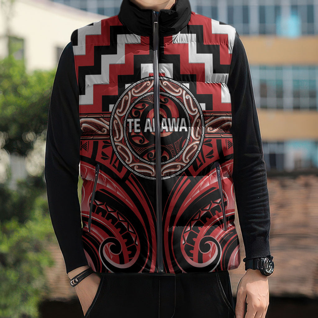 Aotearoa Te Arawa Personalised Sleeveless Puffer Jacket Maori Iwi Poutama Puhoro Tattoo