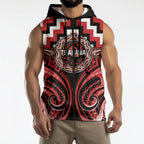 Aotearoa Te Arawa Personalised Sleeveless Zip Hoodie Maori Iwi Poutama Puhoro Tattoo
