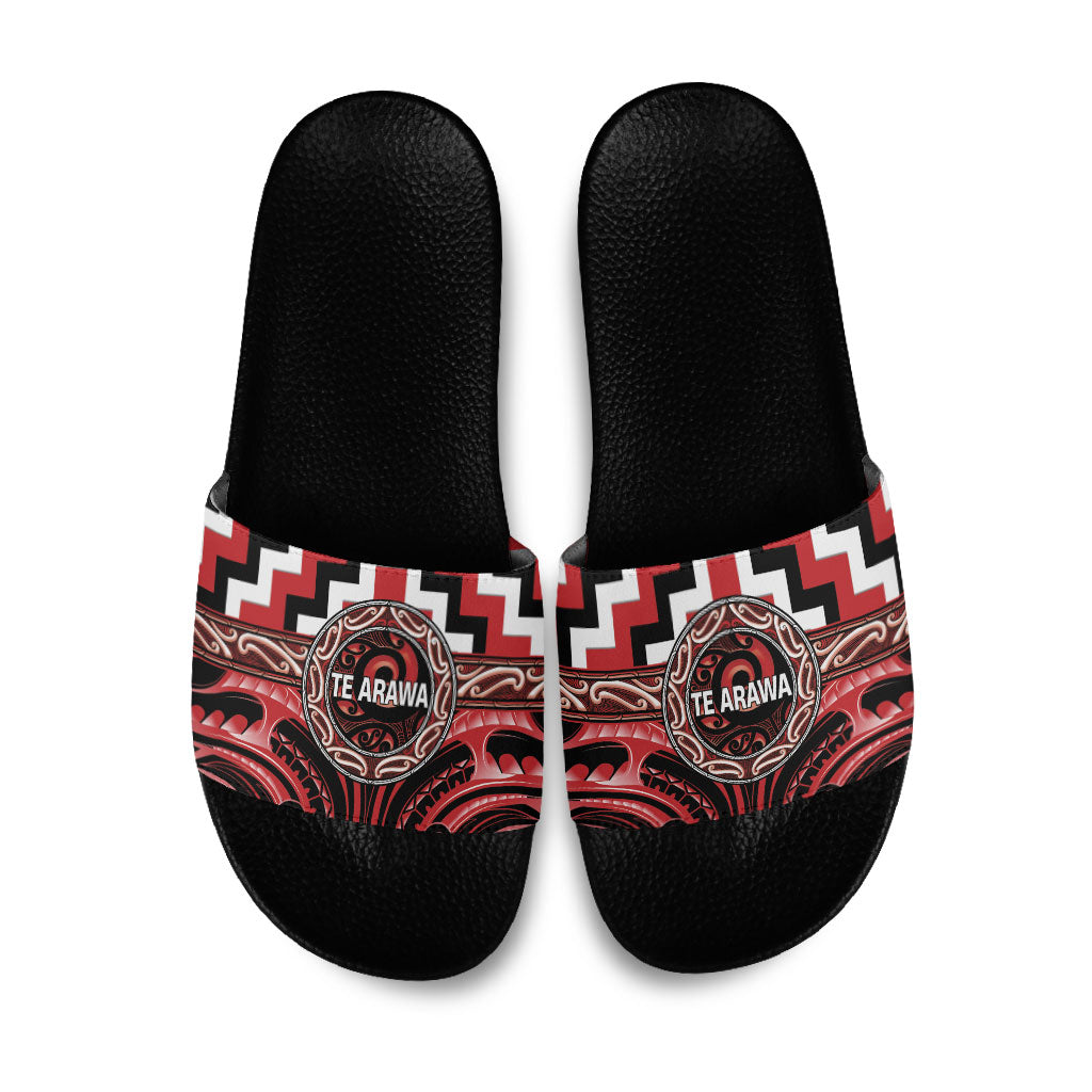 Aotearoa Te Arawa Slide Sandals Maori Iwi Poutama Puhoro Tattoo