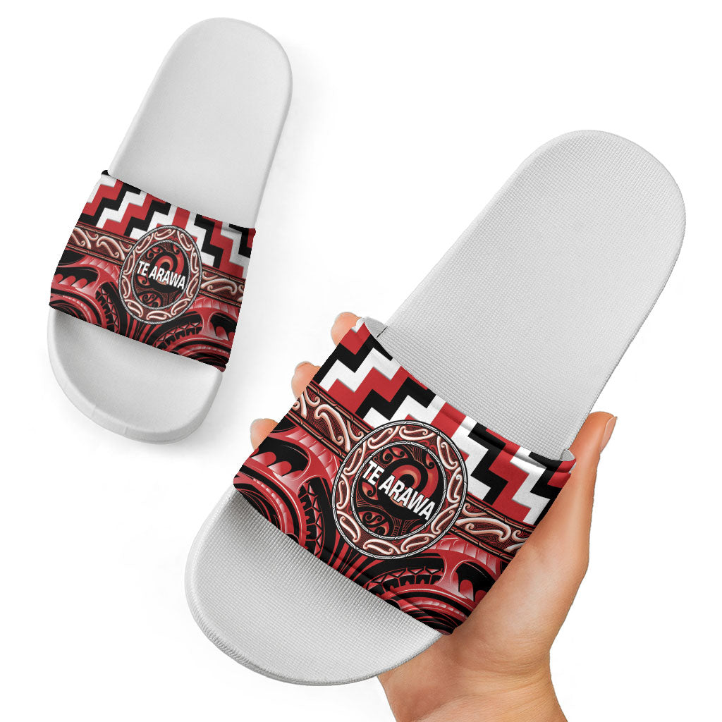 Aotearoa Te Arawa Slide Sandals Maori Iwi Poutama Puhoro Tattoo