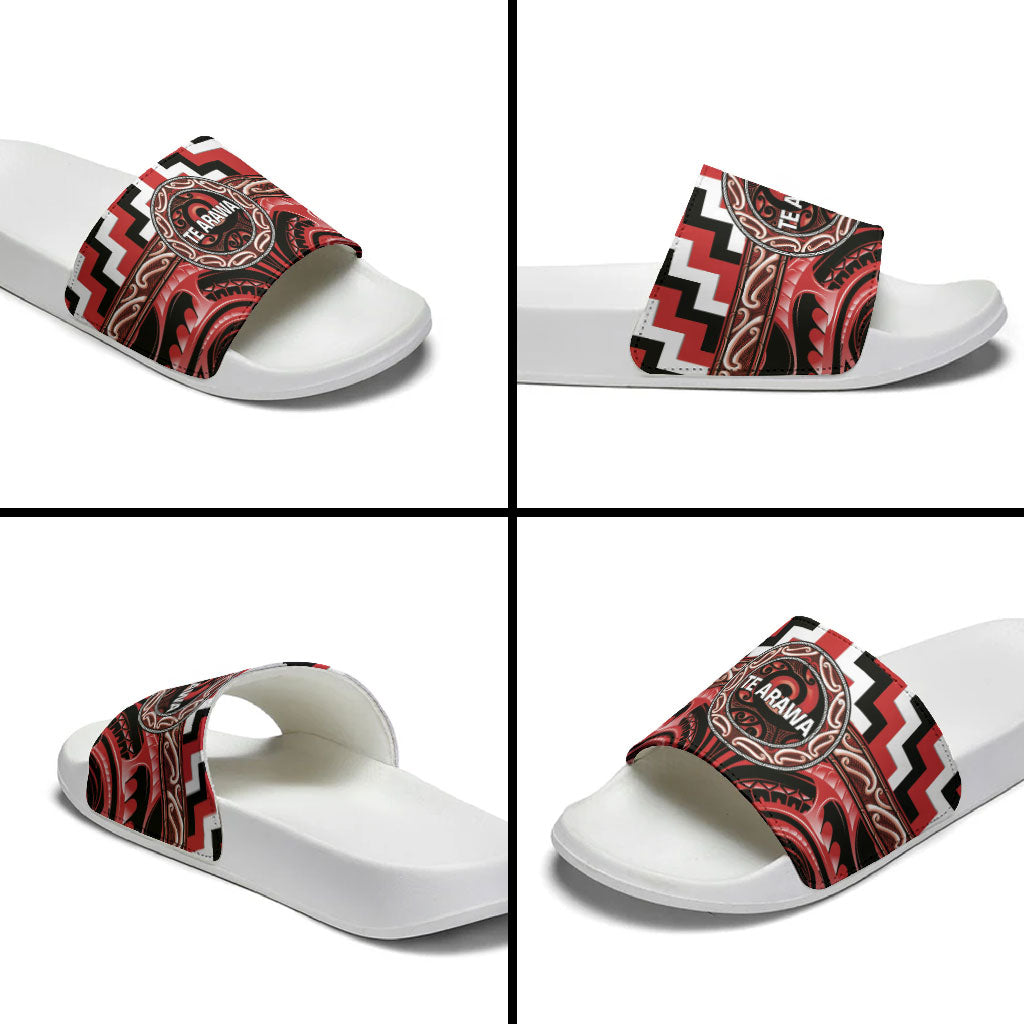 Aotearoa Te Arawa Slide Sandals Maori Iwi Poutama Puhoro Tattoo