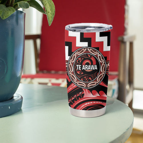 Aotearoa Te Arawa Personalised Tumbler Cup Maori Iwi Poutama Puhoro Tattoo