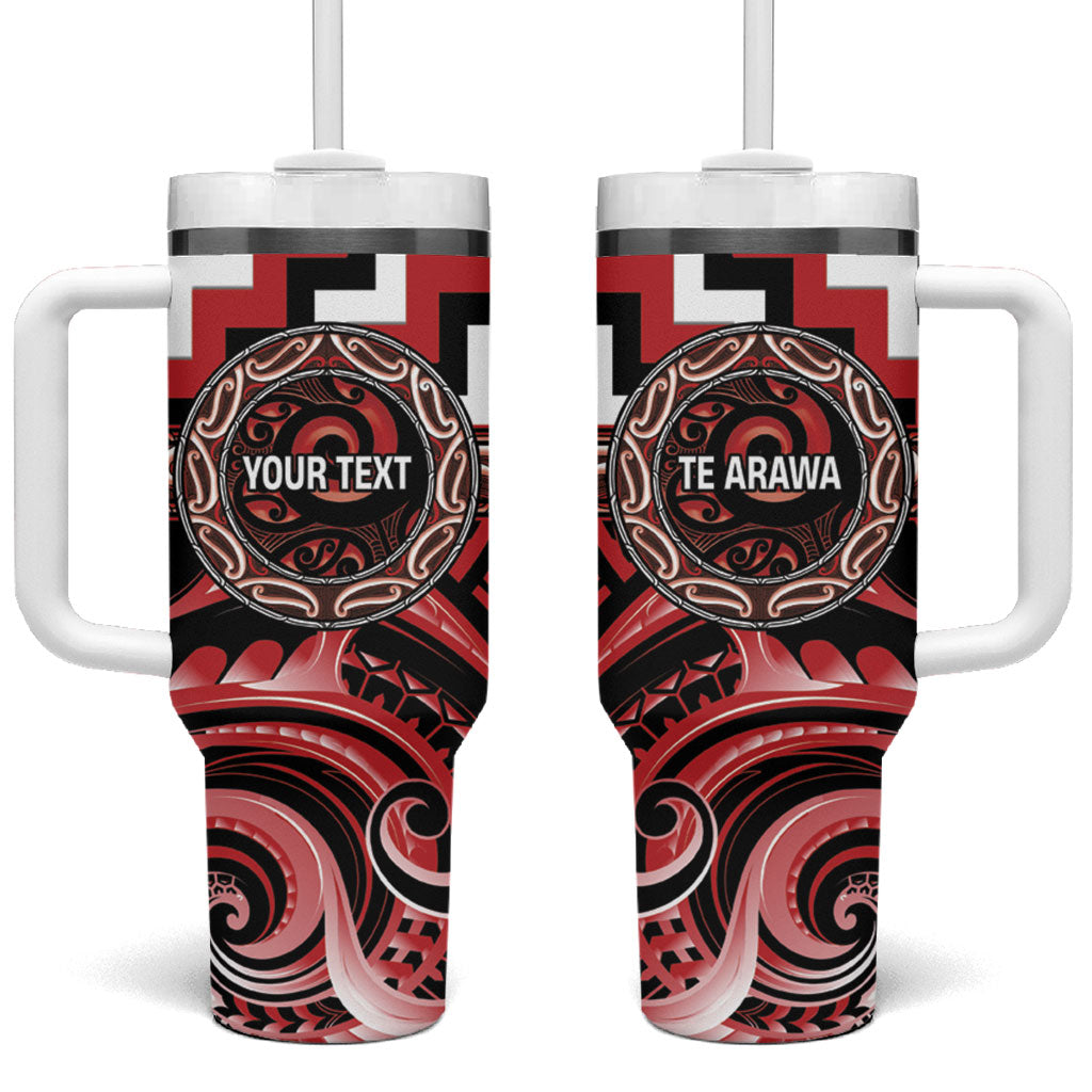 Aotearoa Te Arawa Personalised Tumbler With Handle Maori Iwi Poutama Puhoro Tattoo