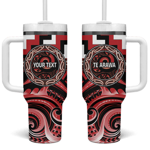 Aotearoa Te Arawa Personalised Tumbler With Handle Maori Iwi Poutama Puhoro Tattoo