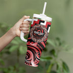 Aotearoa Te Arawa Personalised Tumbler With Handle Maori Iwi Poutama Puhoro Tattoo