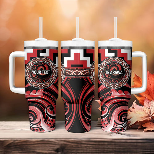 Aotearoa Te Arawa Personalised Tumbler With Handle Maori Iwi Poutama Puhoro Tattoo
