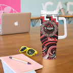 Aotearoa Te Arawa Personalised Tumbler With Handle Maori Iwi Poutama Puhoro Tattoo