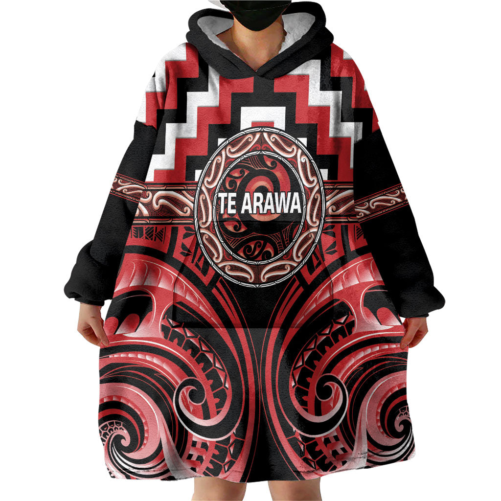 Aotearoa Te Arawa Personalised Wearable Blanket Hoodie Maori Iwi Poutama Puhoro Tattoo
