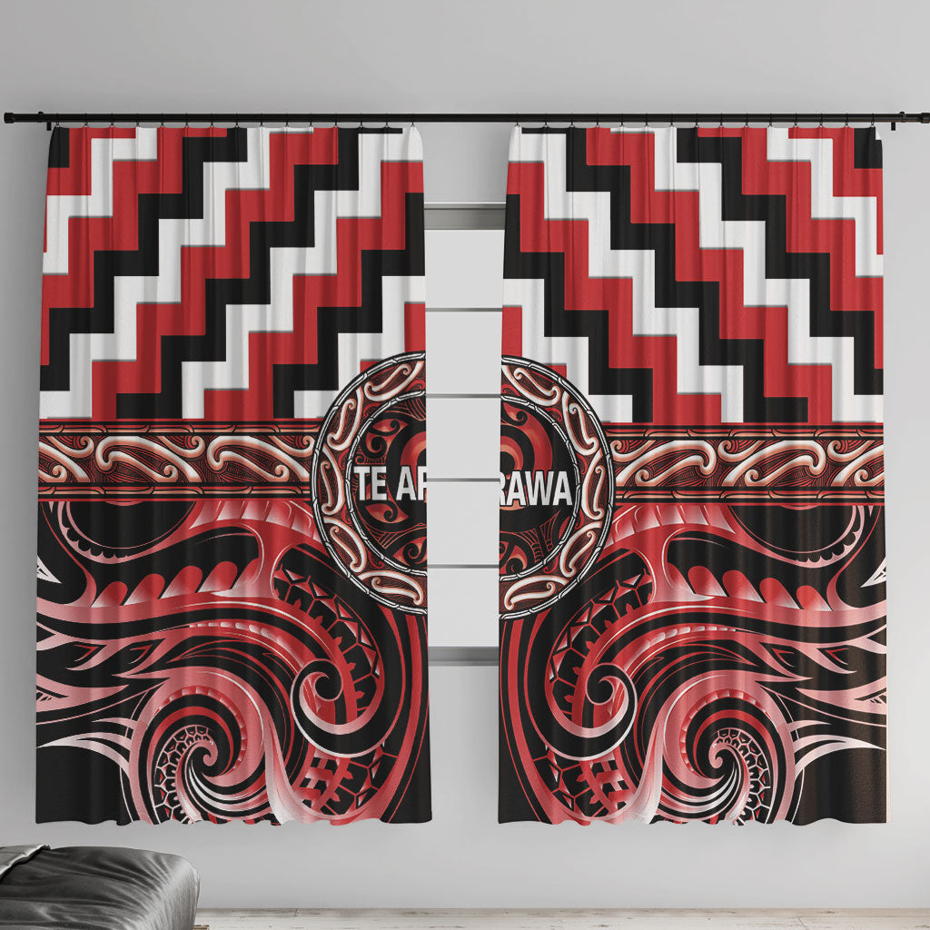 Aotearoa Te Arawa Window Curtain Maori Iwi Poutama Puhoro Tattoo