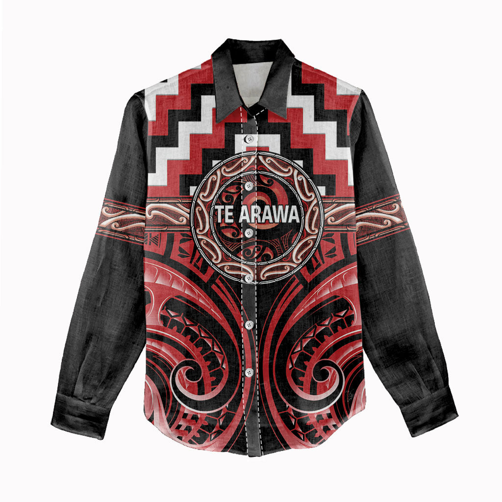 Aotearoa Te Arawa Personalised Women Casual Shirt Maori Iwi Poutama Puhoro Tattoo